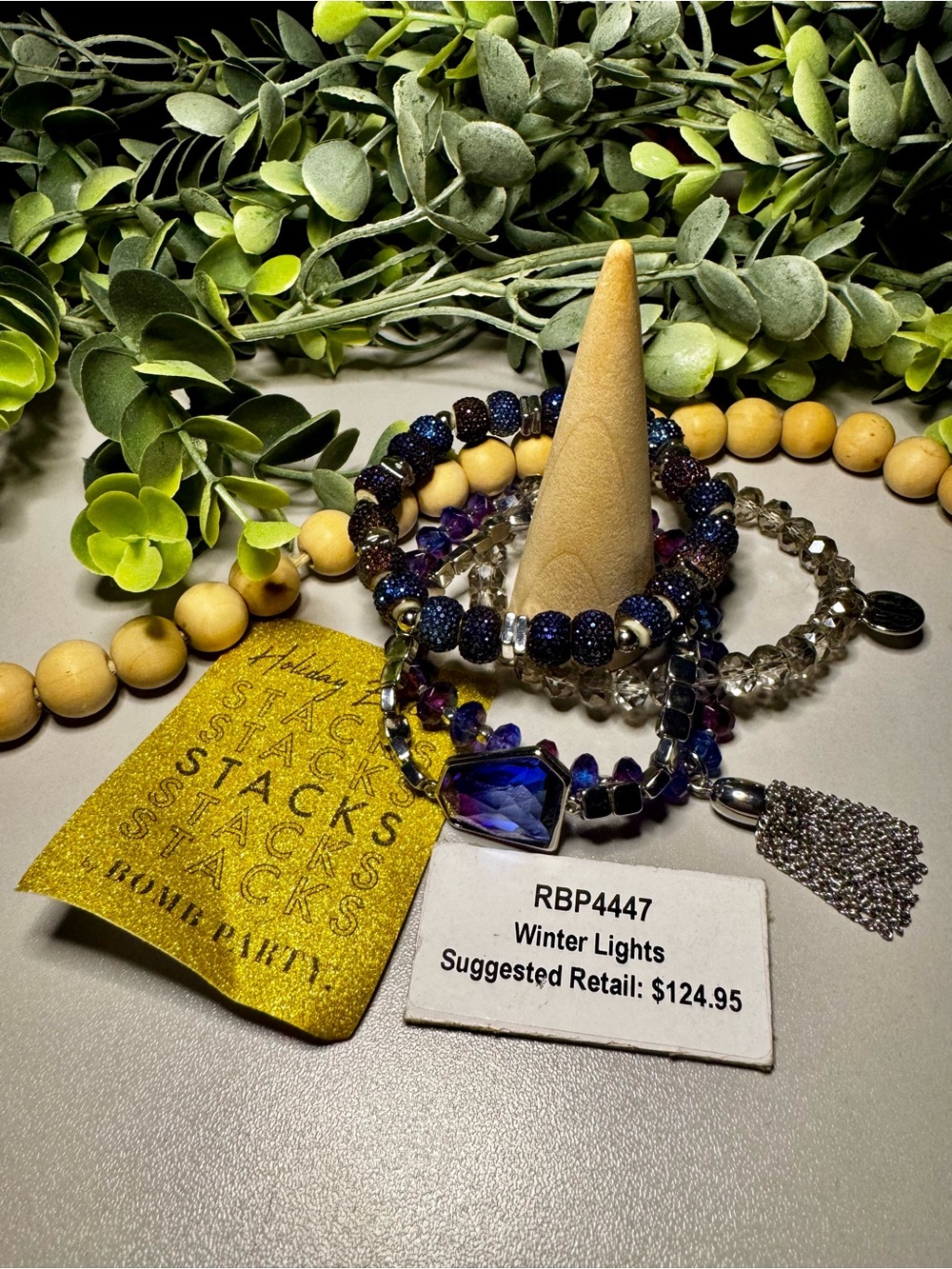 Winter Lights Blue and Gold Stack Bracelet Set